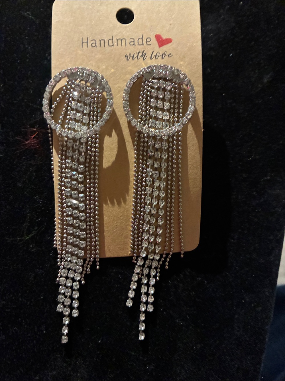 Handmade Silver Crystal Fringe Drop Earrings